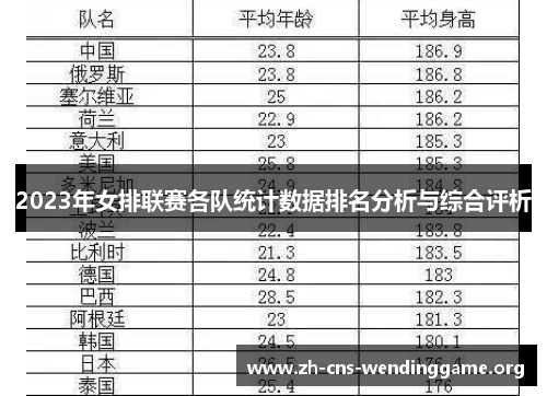 2023年女排联赛各队统计数据排名分析与综合评析
