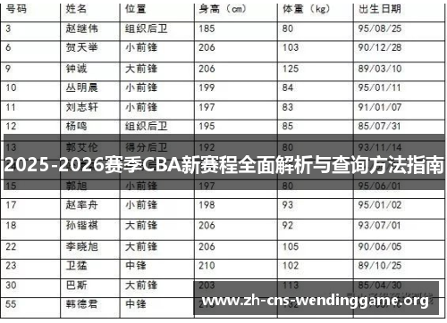 2025-2026赛季CBA新赛程全面解析与查询方法指南
